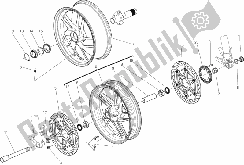 Todas as partes de Ruota Anteriore E Posteriore do Ducati Superbike 1199 Panigale ABS 2014